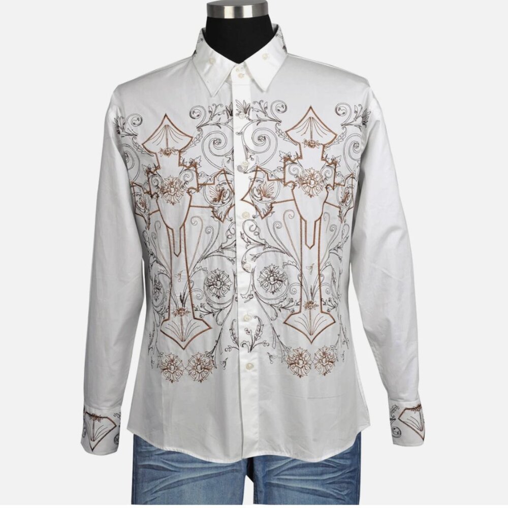 Men's Casual Shirt With Embroidered, Milano Moda Style SG37